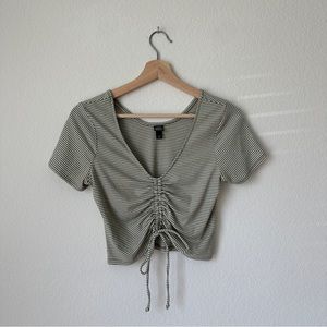 Striped Short Sleeve Crop Top